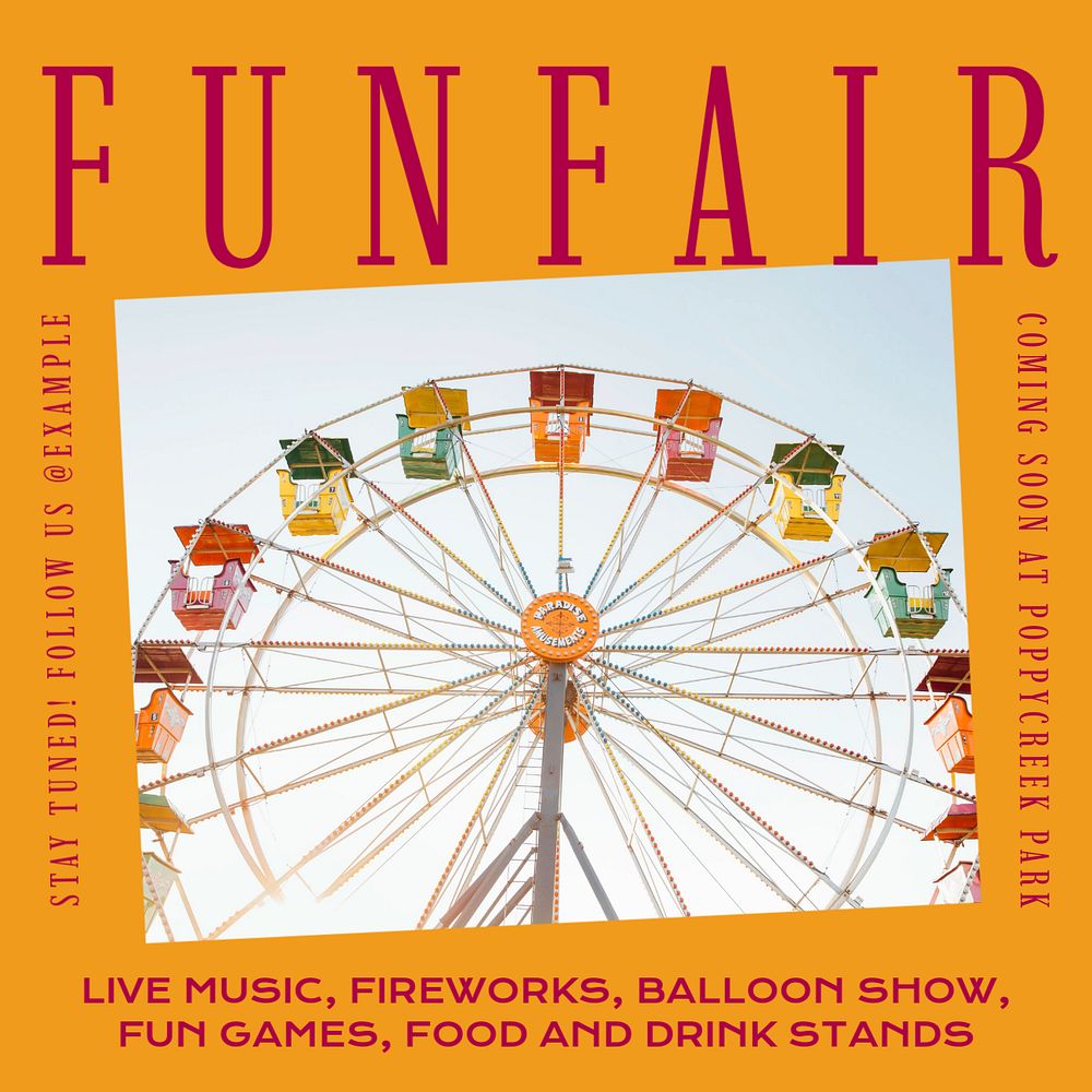 Fair carnival Facebook post template, editable social media ad