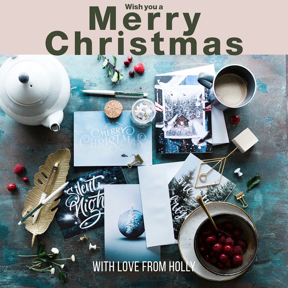 Merry Christmas Facebook post template, editable social media ad