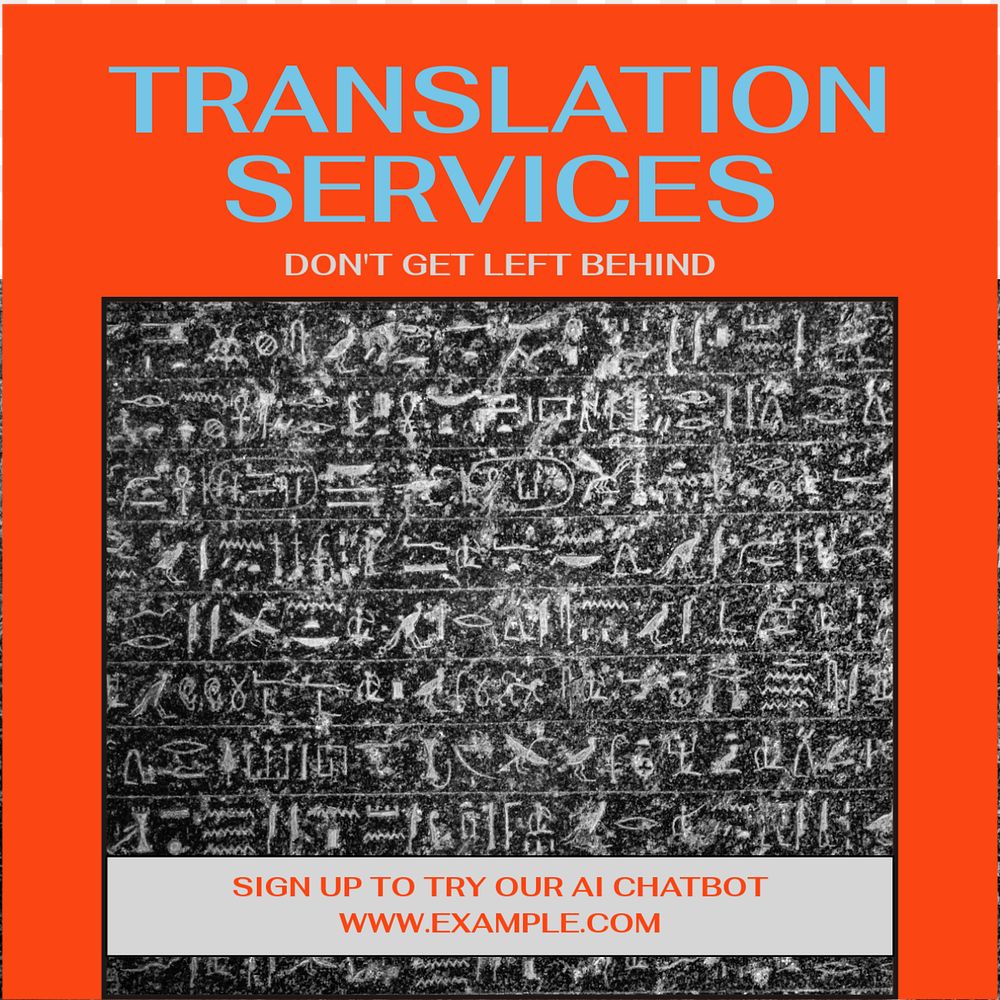 Translation services Facebook post template, editable social media ad