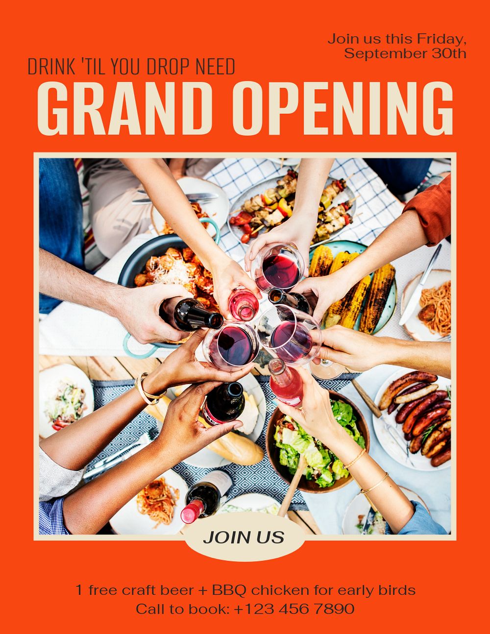 Grand opening flyer template, editable text