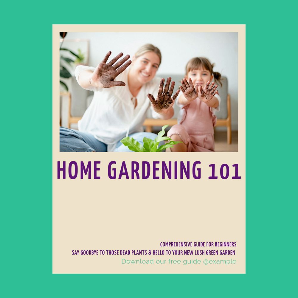 Home gardening Instagram post template, editable design