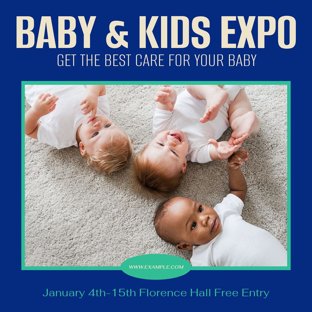 Baby & kids expo Instagram post template, editable design