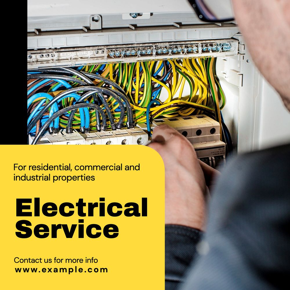 Electrical service Instagram post template, editable text