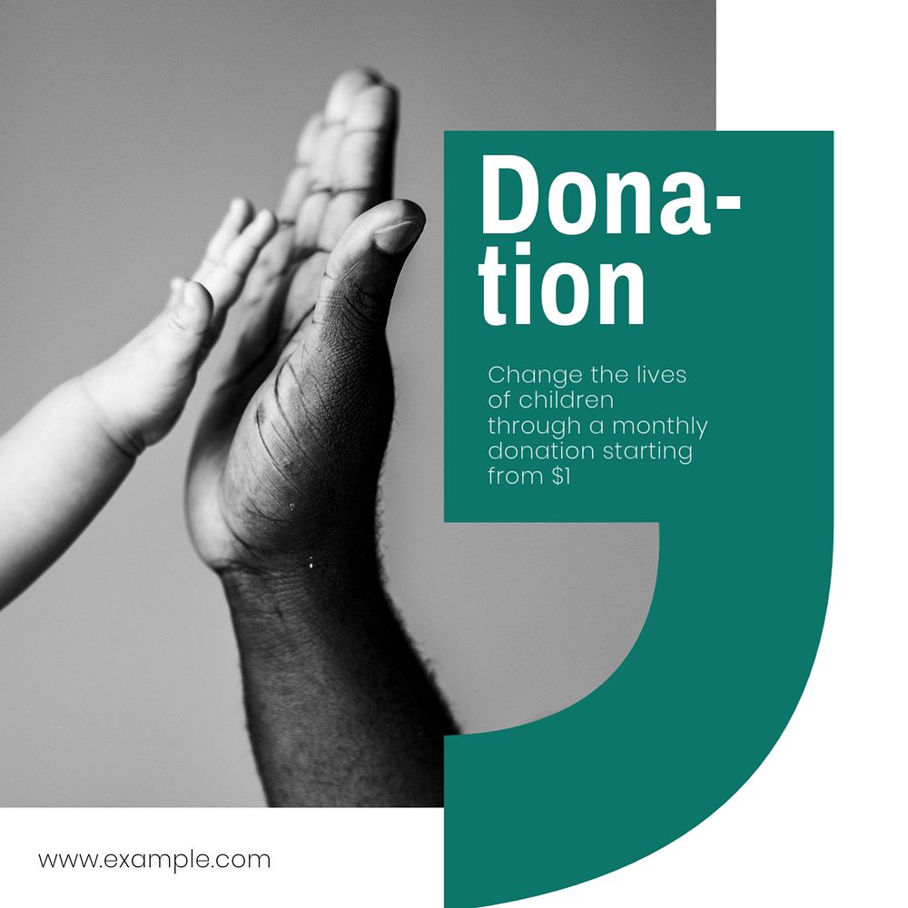 Donation, charity advertisement Instagram post template, editable text