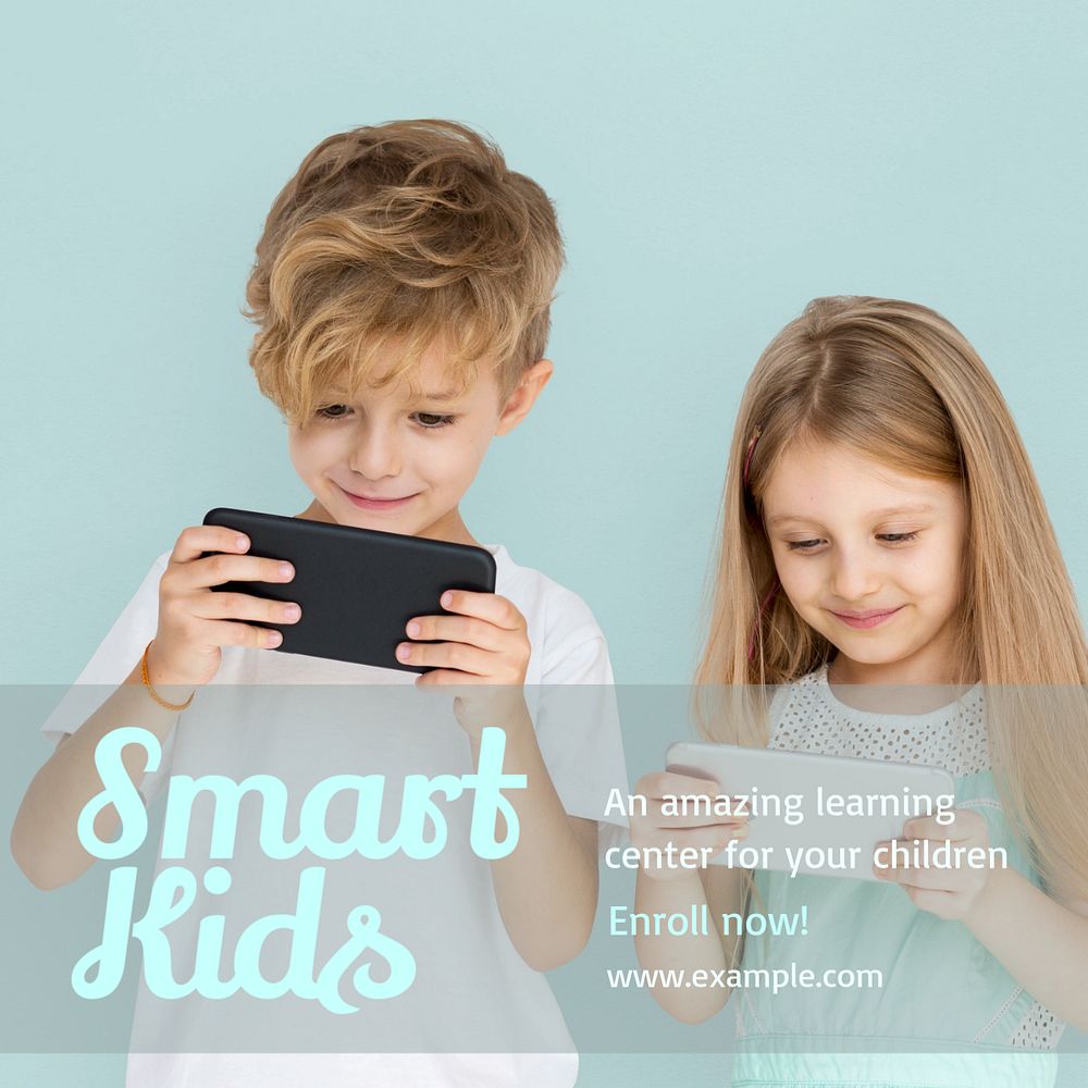 Smart kids Instagram post template, editable text