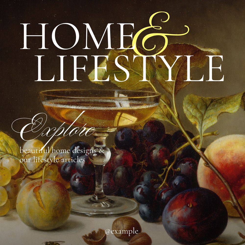 Home & lifestyle  Instagram post template, editable text