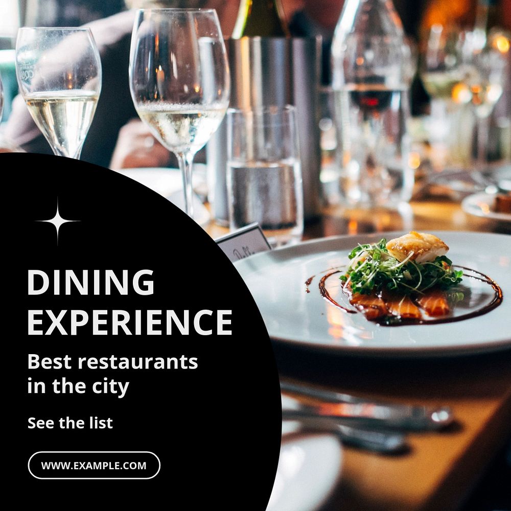 Dining experience  Instagram post template, editable text