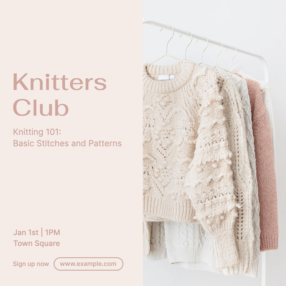 Knitters club Instagram post template