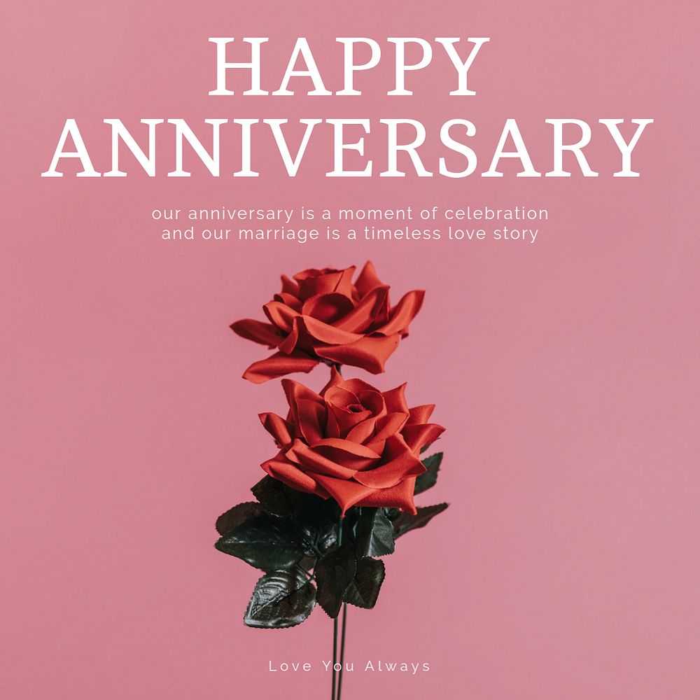 Happy Anniversary Instagram post template, editable text