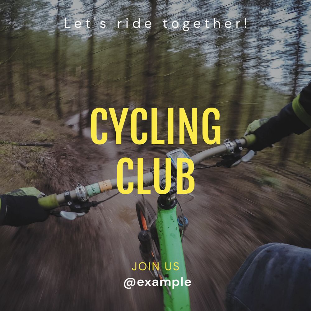 Cycling club Instagram post template, editable text