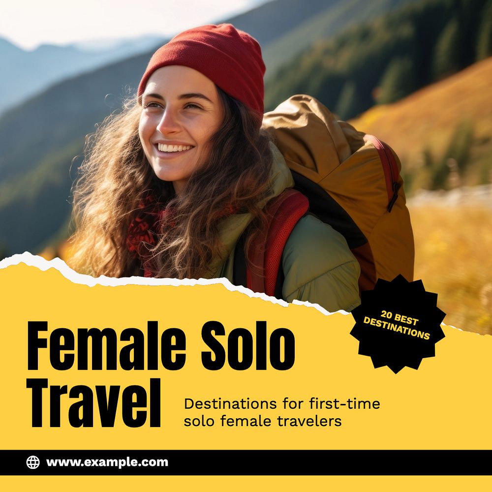 Female solo travel Instagram post template