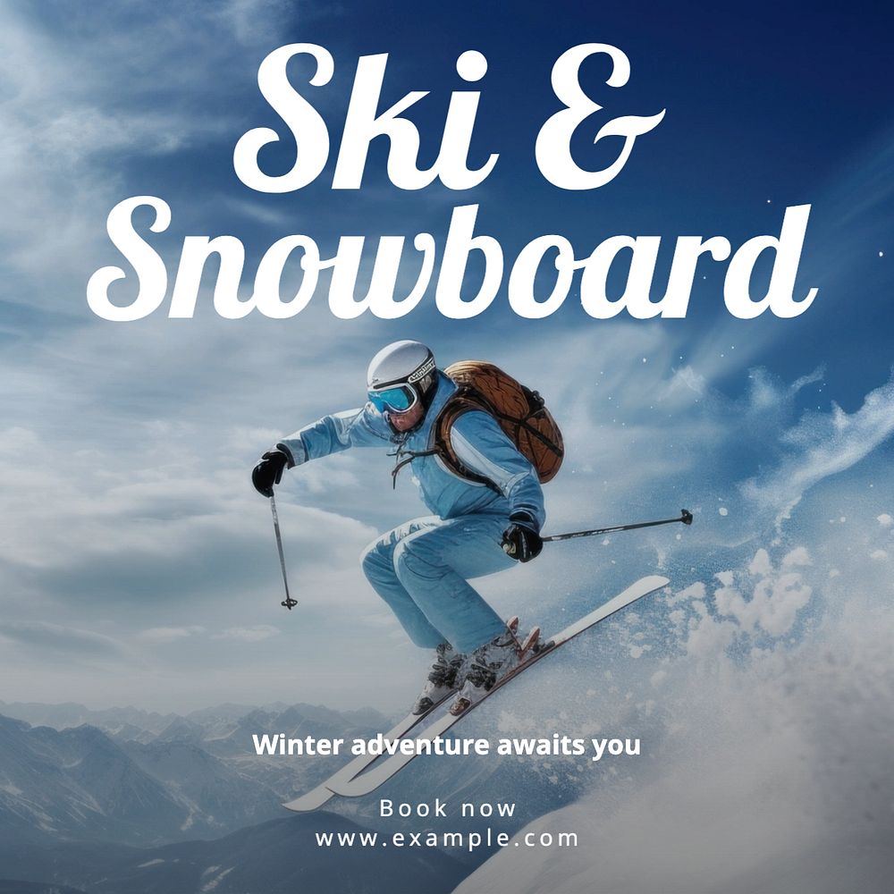 Ski & snowboard Facebook post template