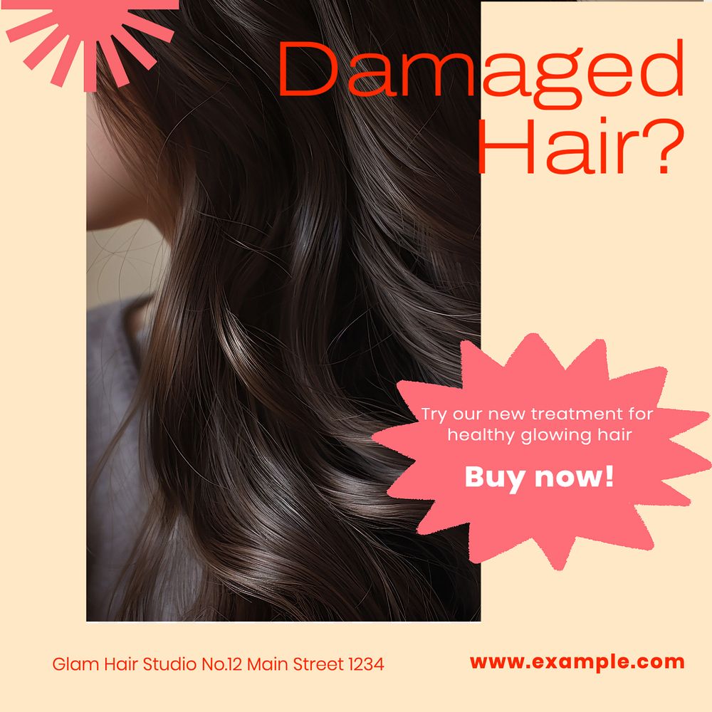 Damaged hair Facebook post template