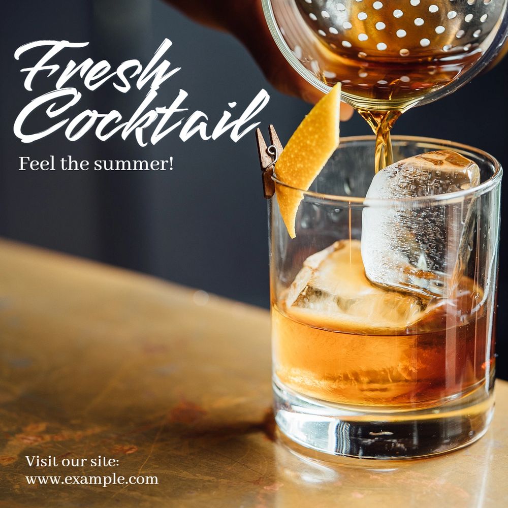 Summer cocktail drinks Facebook post template