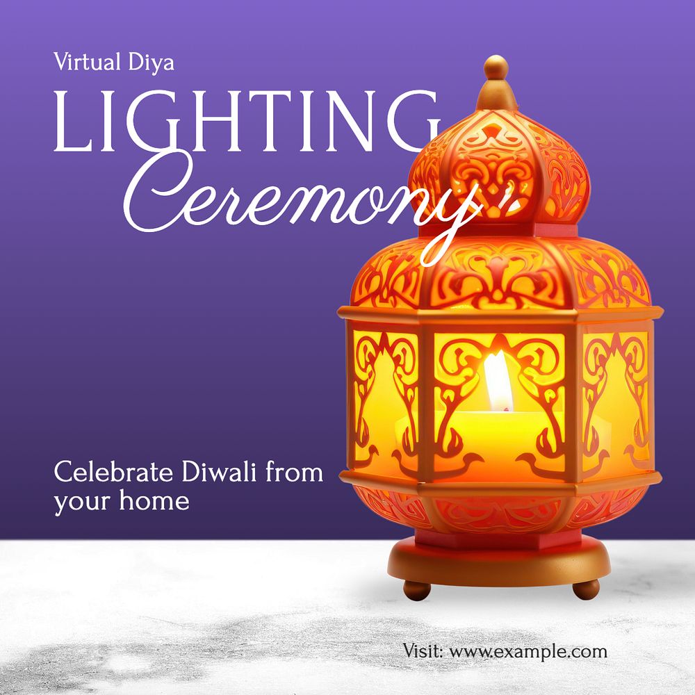 Virtual Diwali Facebook post template