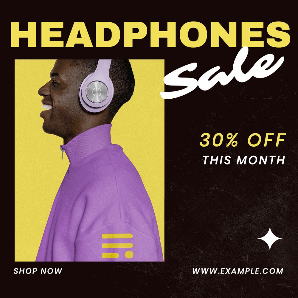 Headphones sale Facebook post template