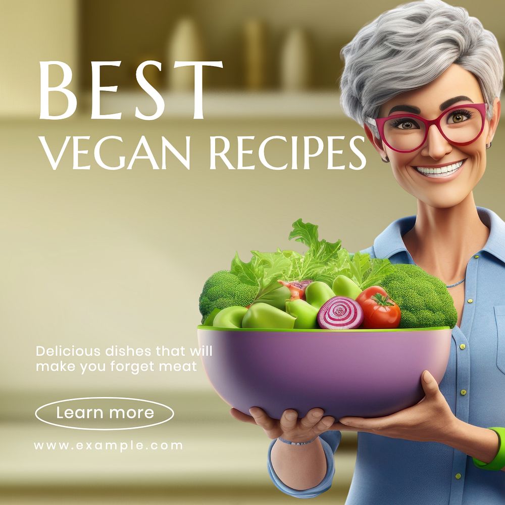 Best vegan recipes Facebook post template