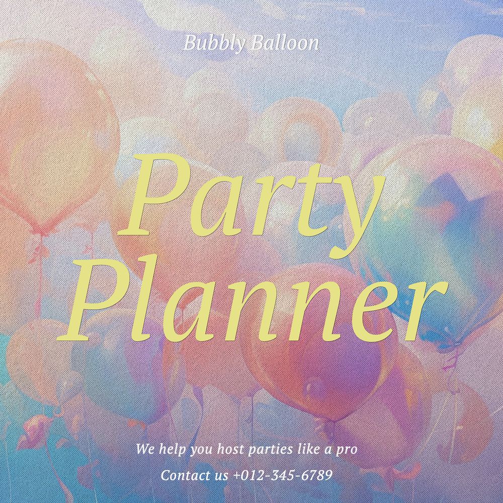 Party planner Facebook post template