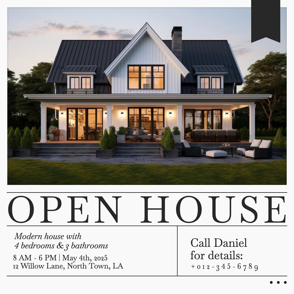 Open house day Facebook post template