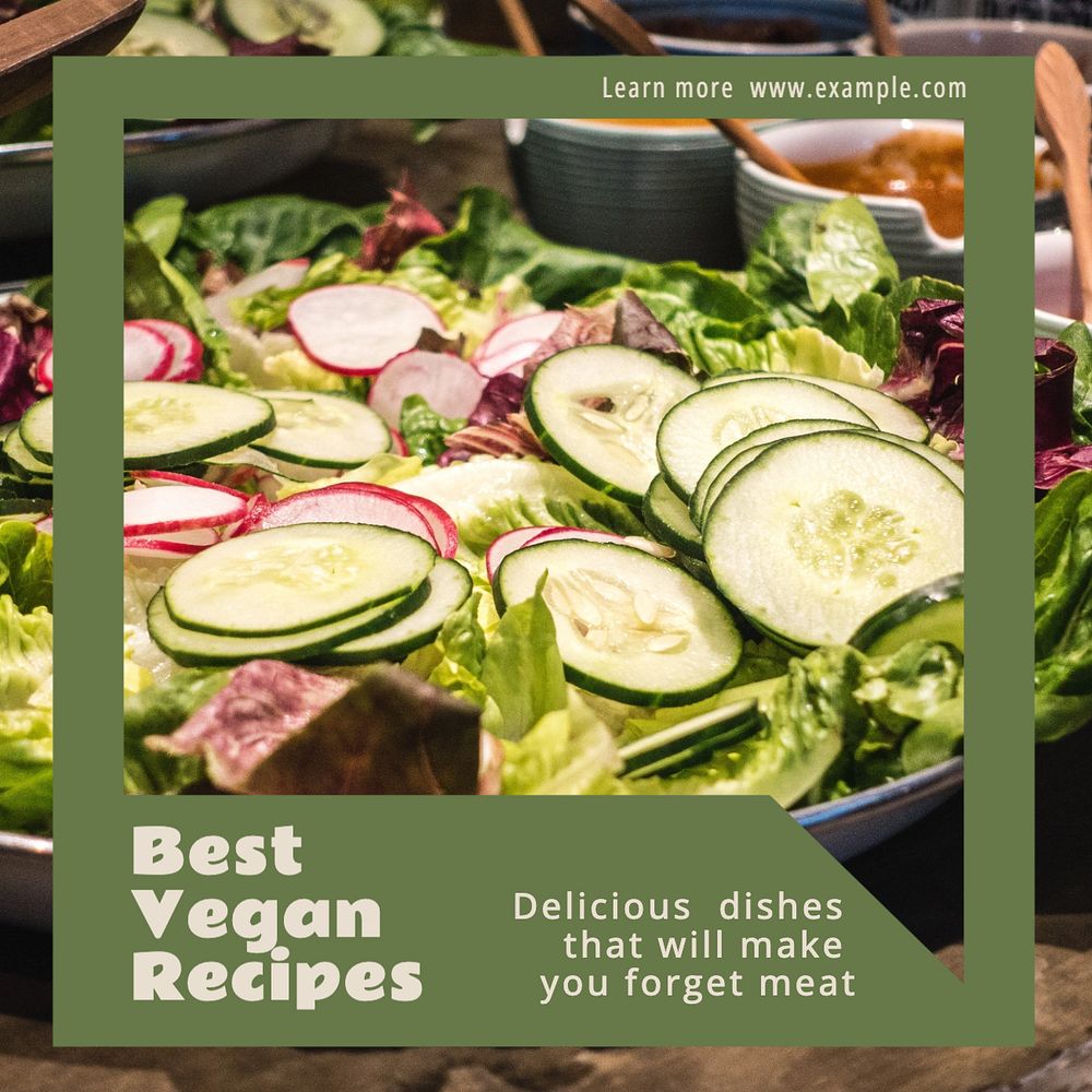 Best vegan recipes Facebook post template