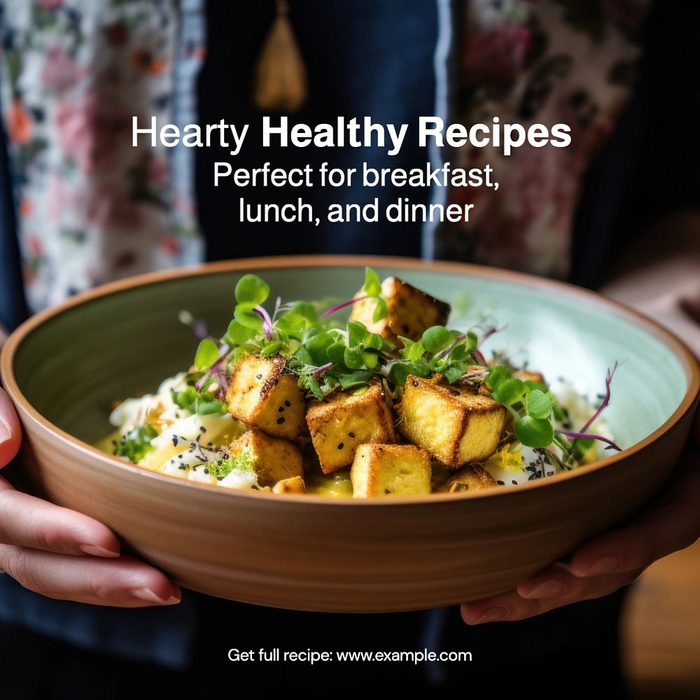 Hearty healthy recipes Facebook post template