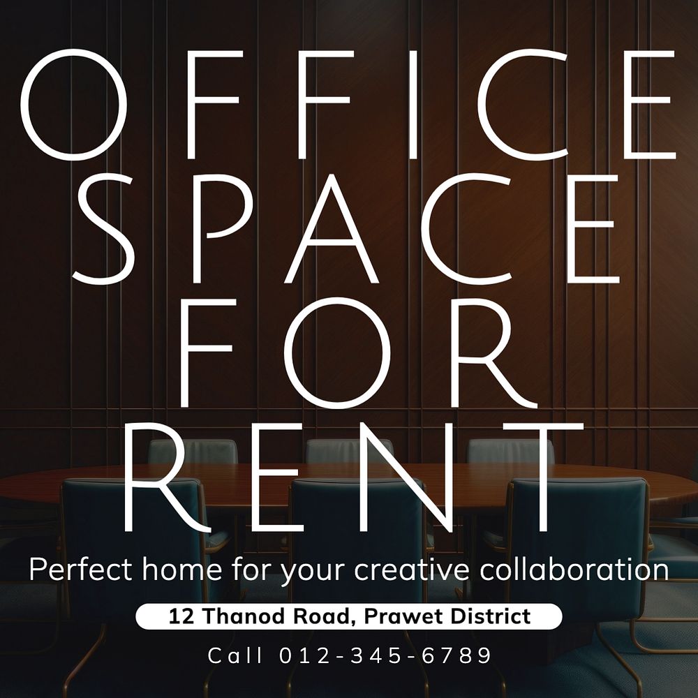 Office space rental Facebook post template