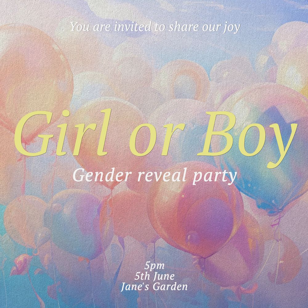 Gender reveal party Facebook post template