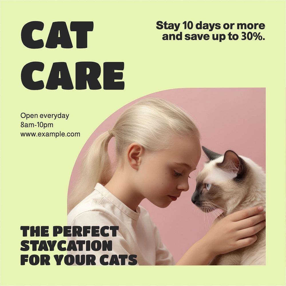 Cat care Facebook post template