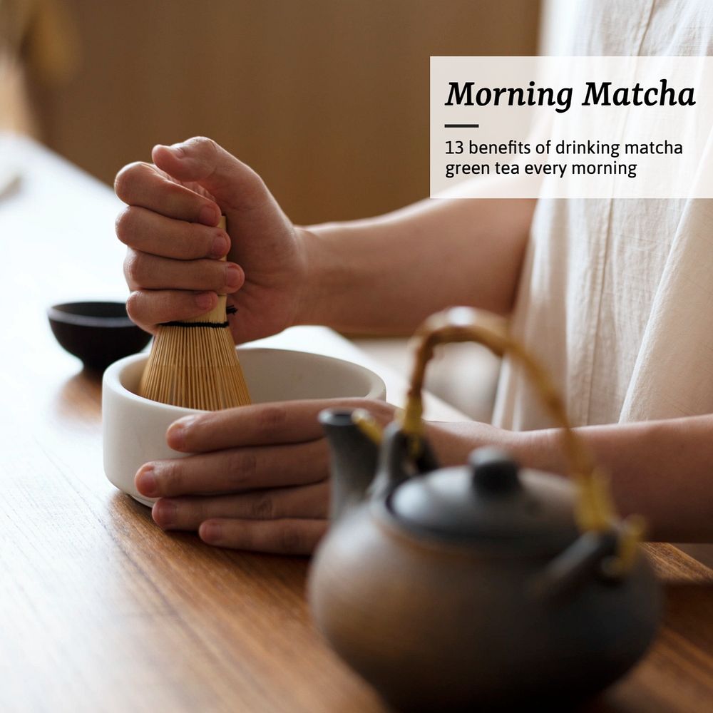 Morning matcha Instagram post template