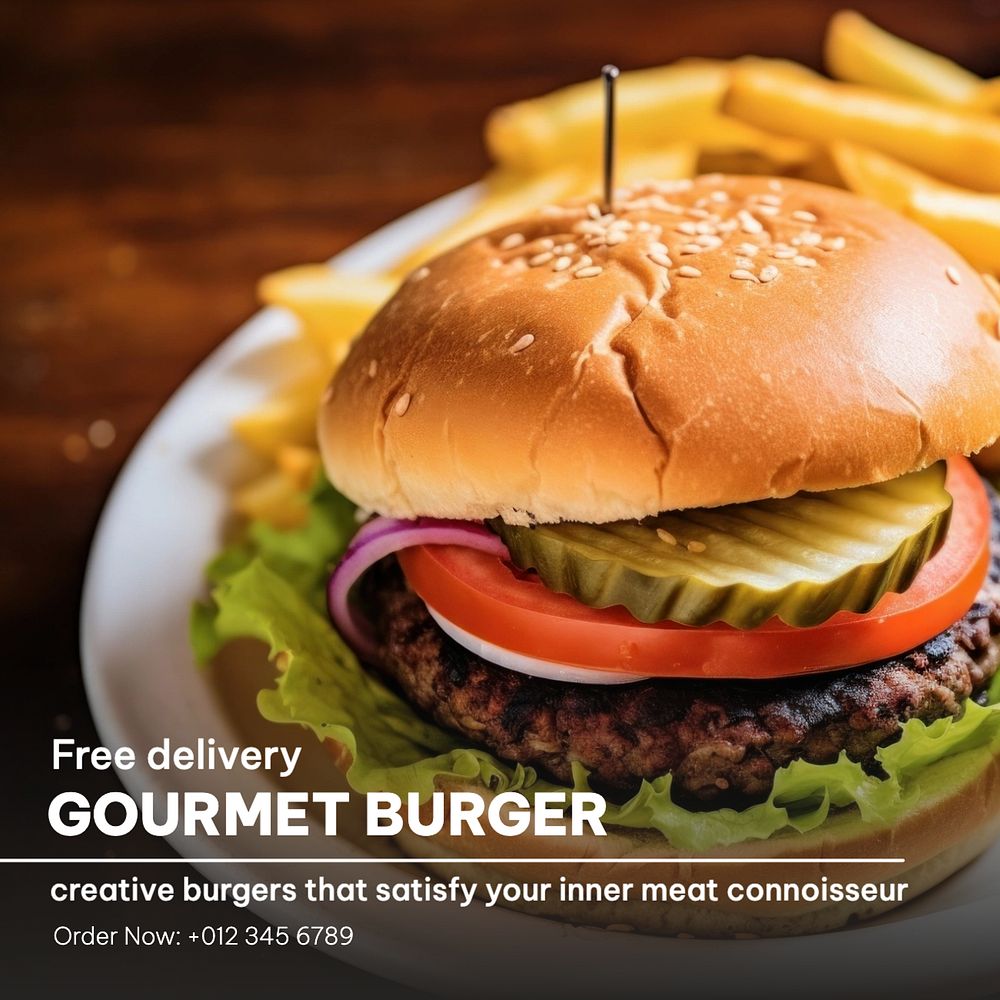 Gourmet burger Facebook post template