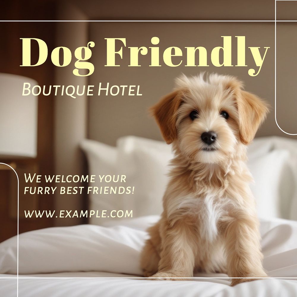 Dog friendly hotel Facebook post template