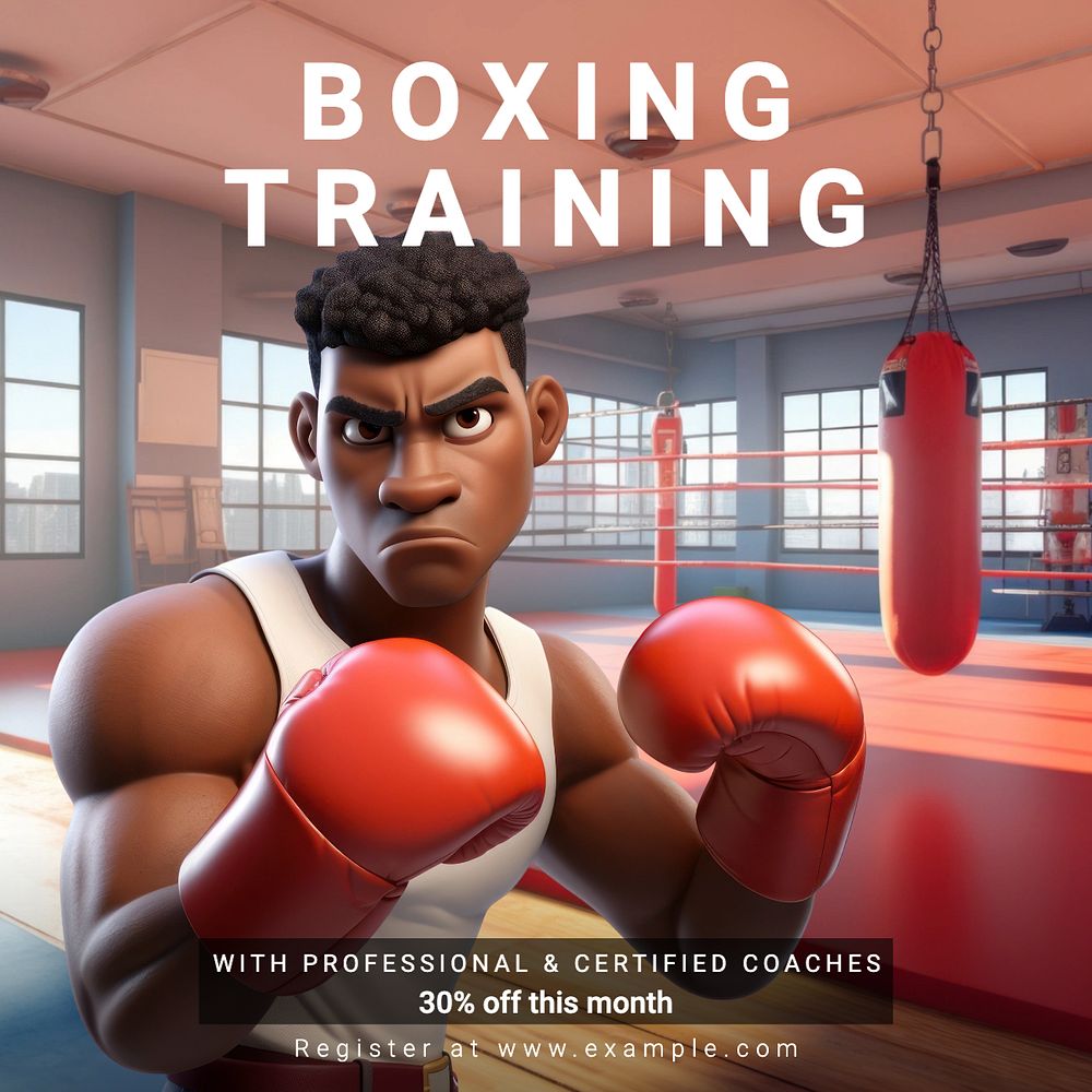 Boxing training Facebook post template