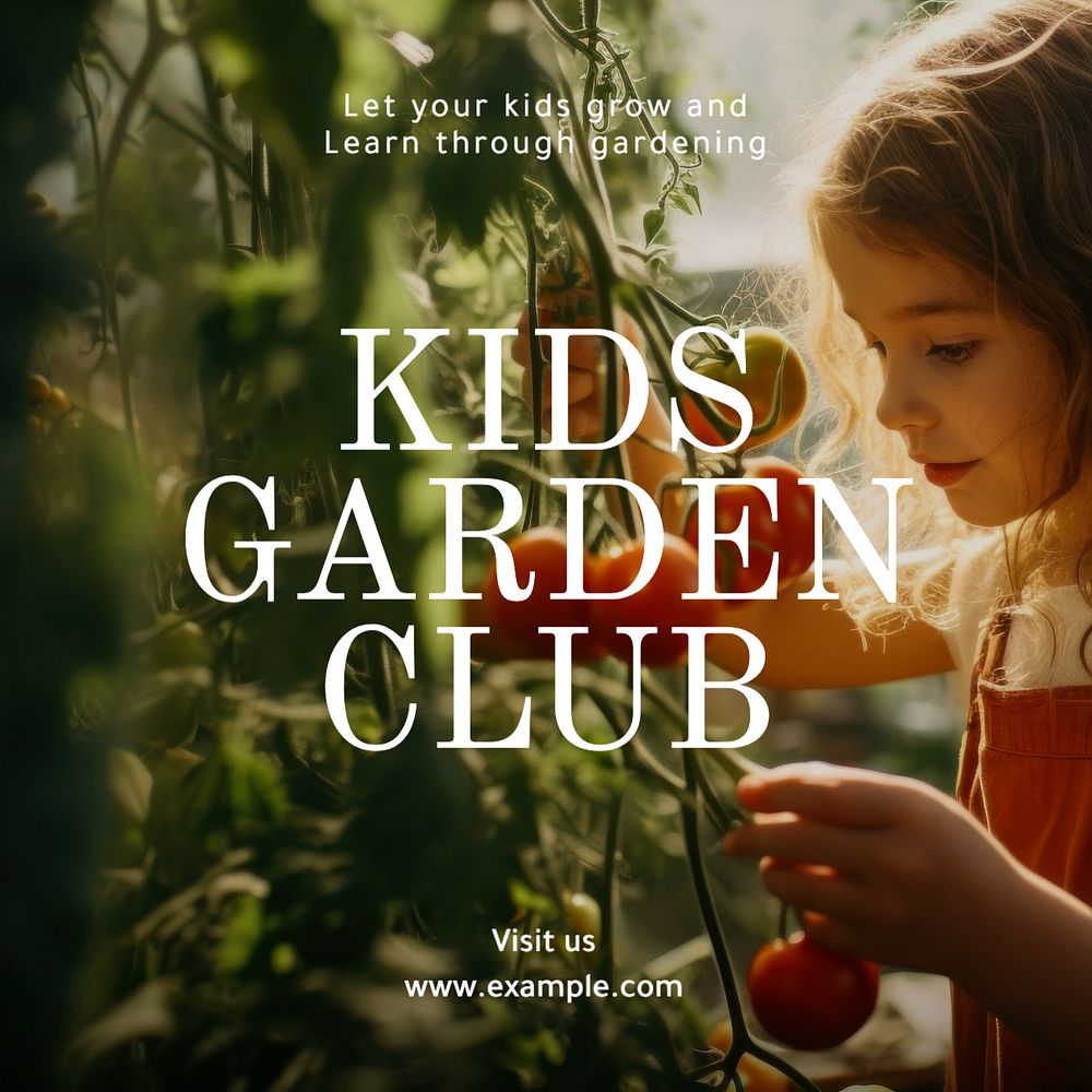 Kids garden club Facebook post template