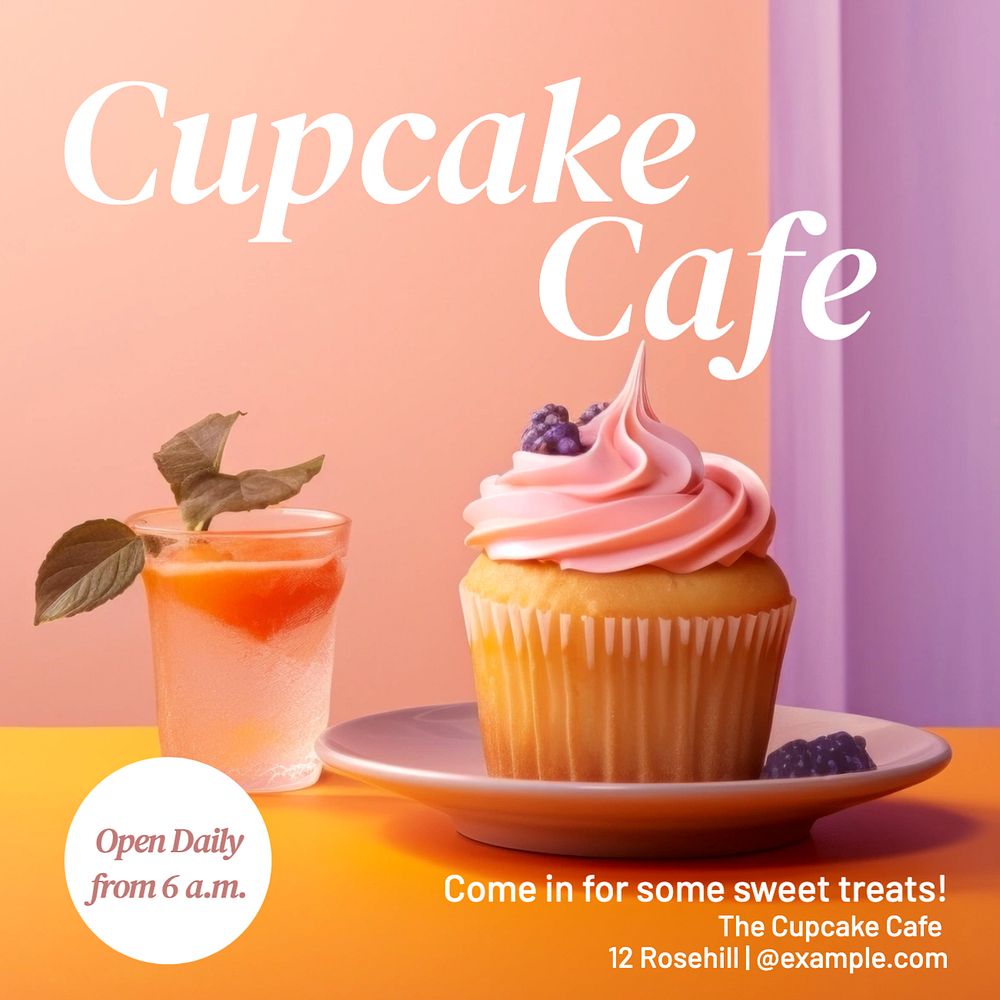 Cupcake cafe Facebook post template