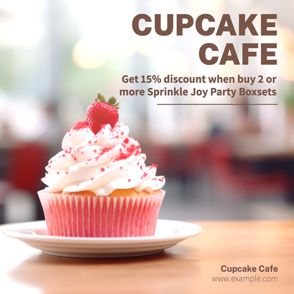 Cupcake cafe Facebook post template