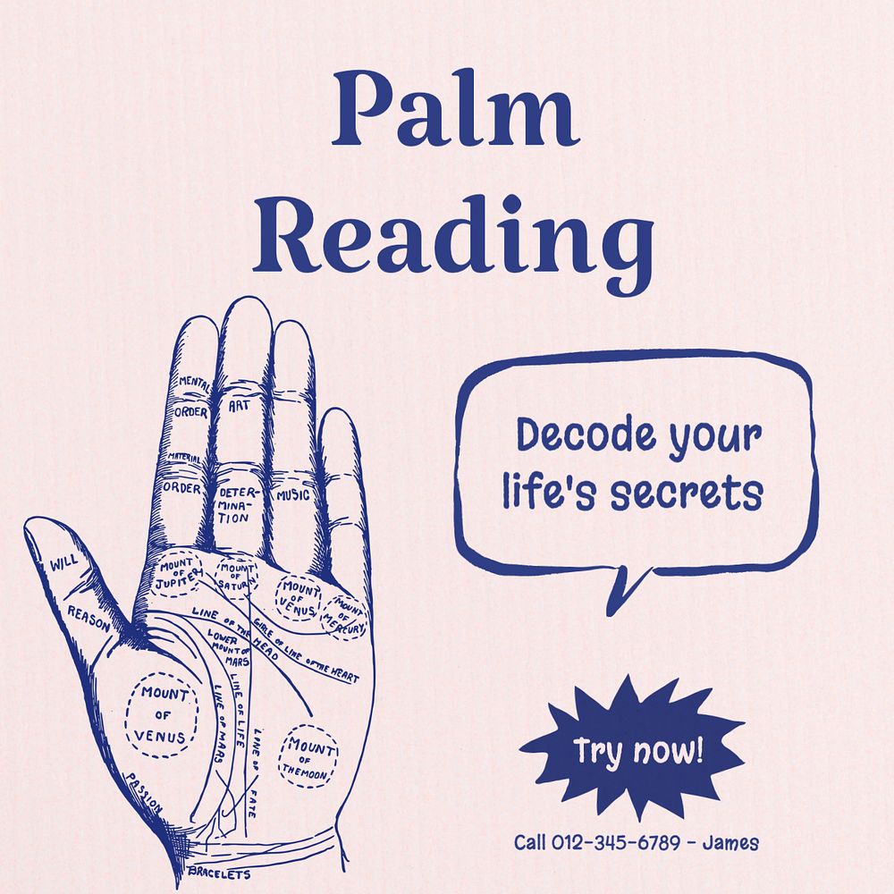 Palm reading Instagram post template