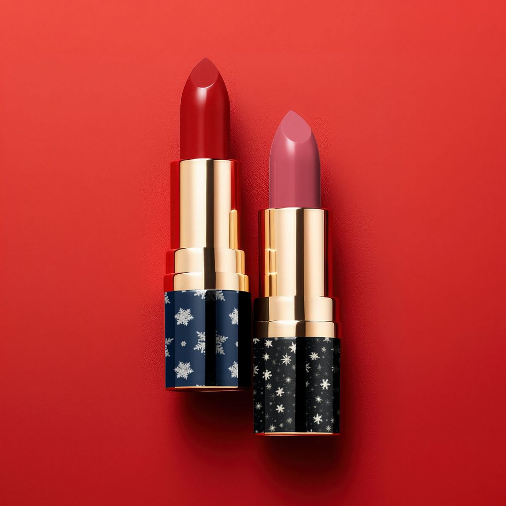 Lipstick cosmetics packaging editable mockup