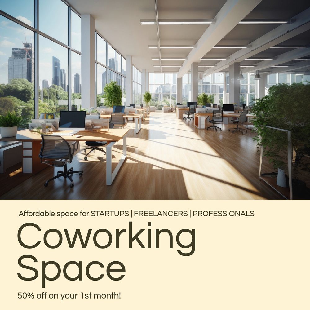 Co-working space Instagram post template