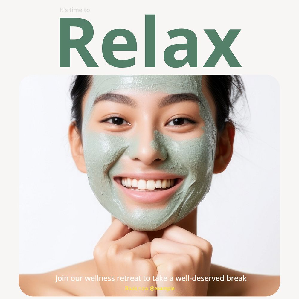 Relax, wellness retreat Instagram post template