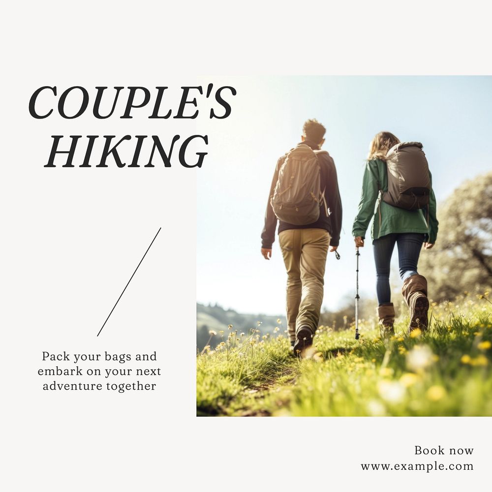 Couple's hiking Instagram post template