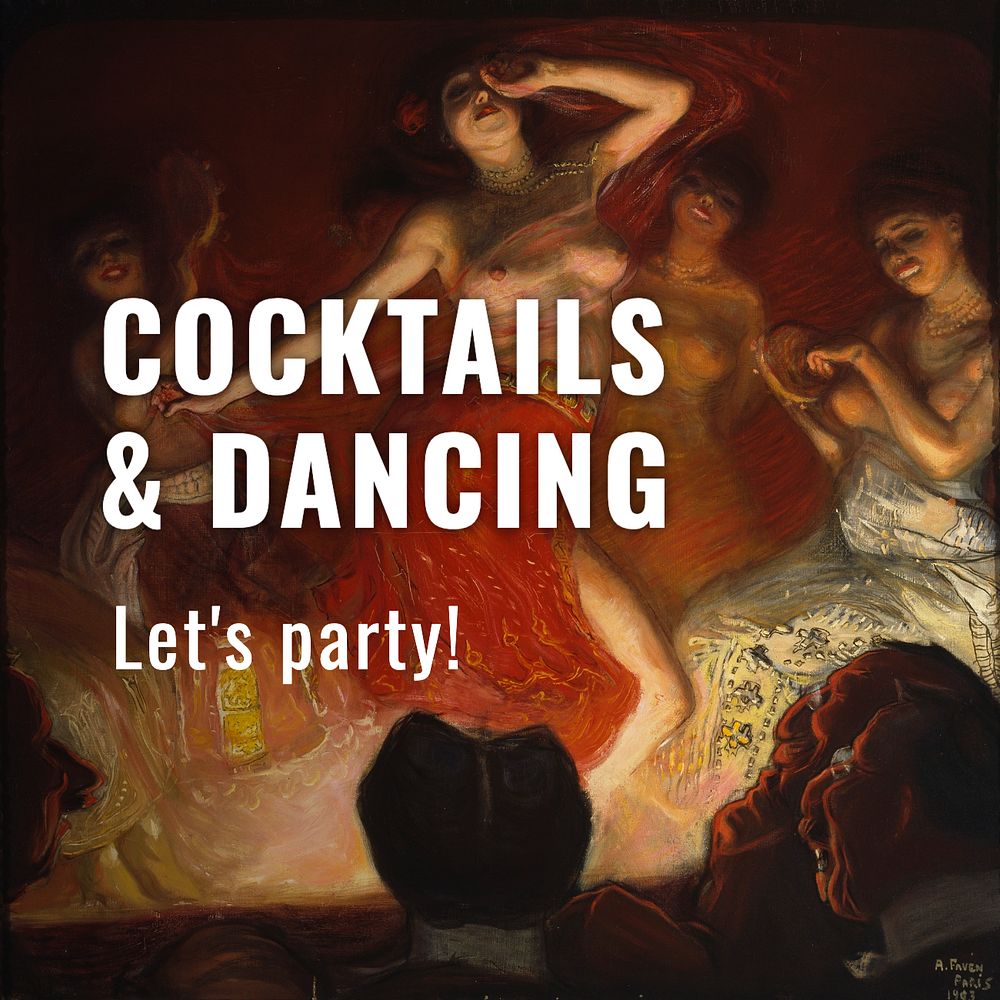 Cocktails & dancing Instagram post template