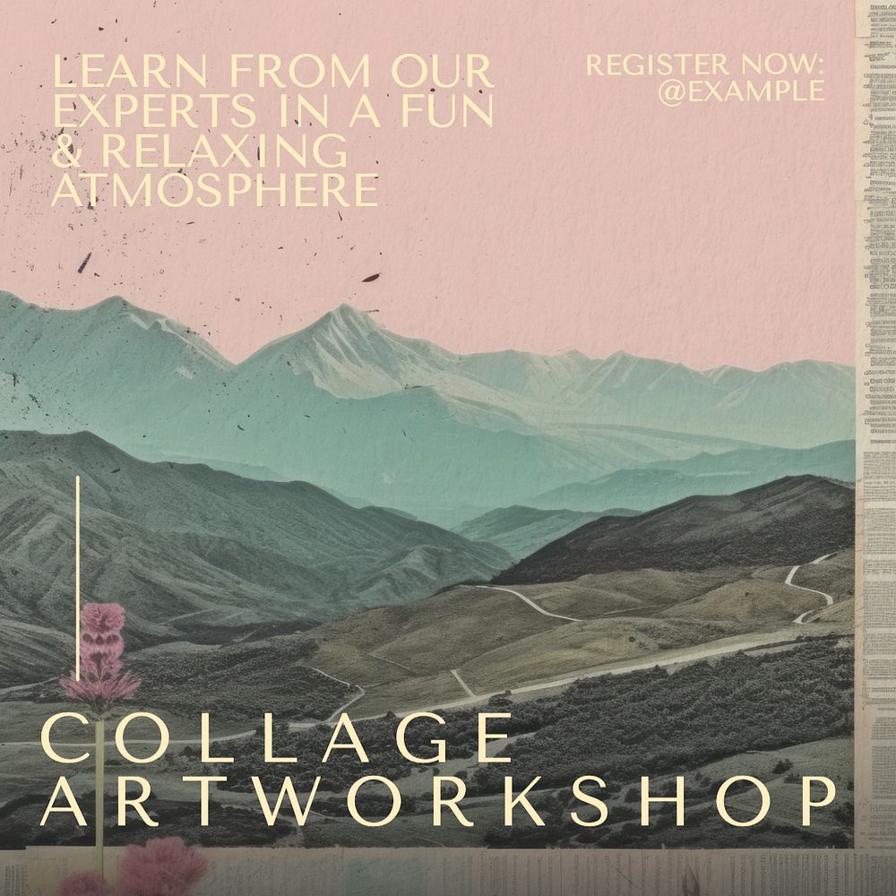 Collage art workshop Instagram post template