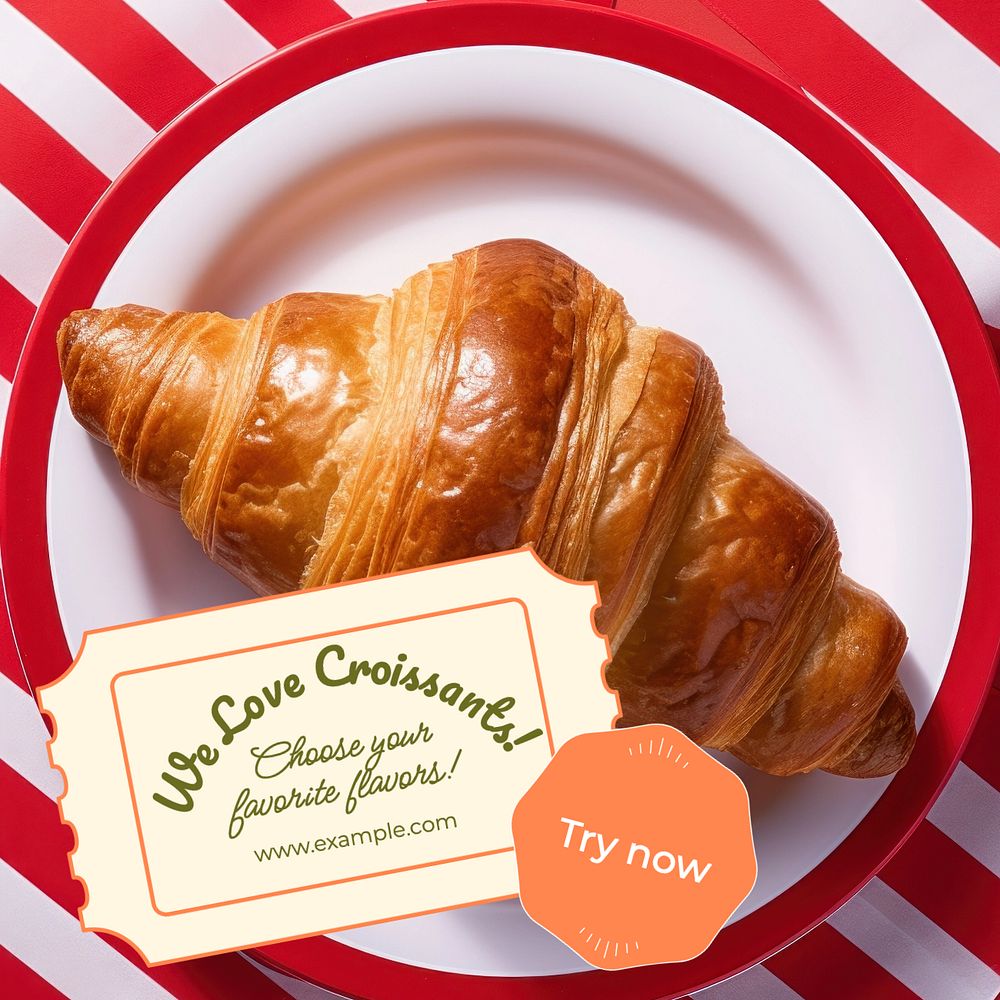 Croissant bakery shop Instagram post template