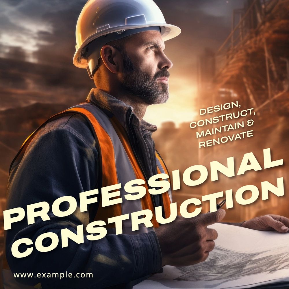 Professional construction Instagram post template