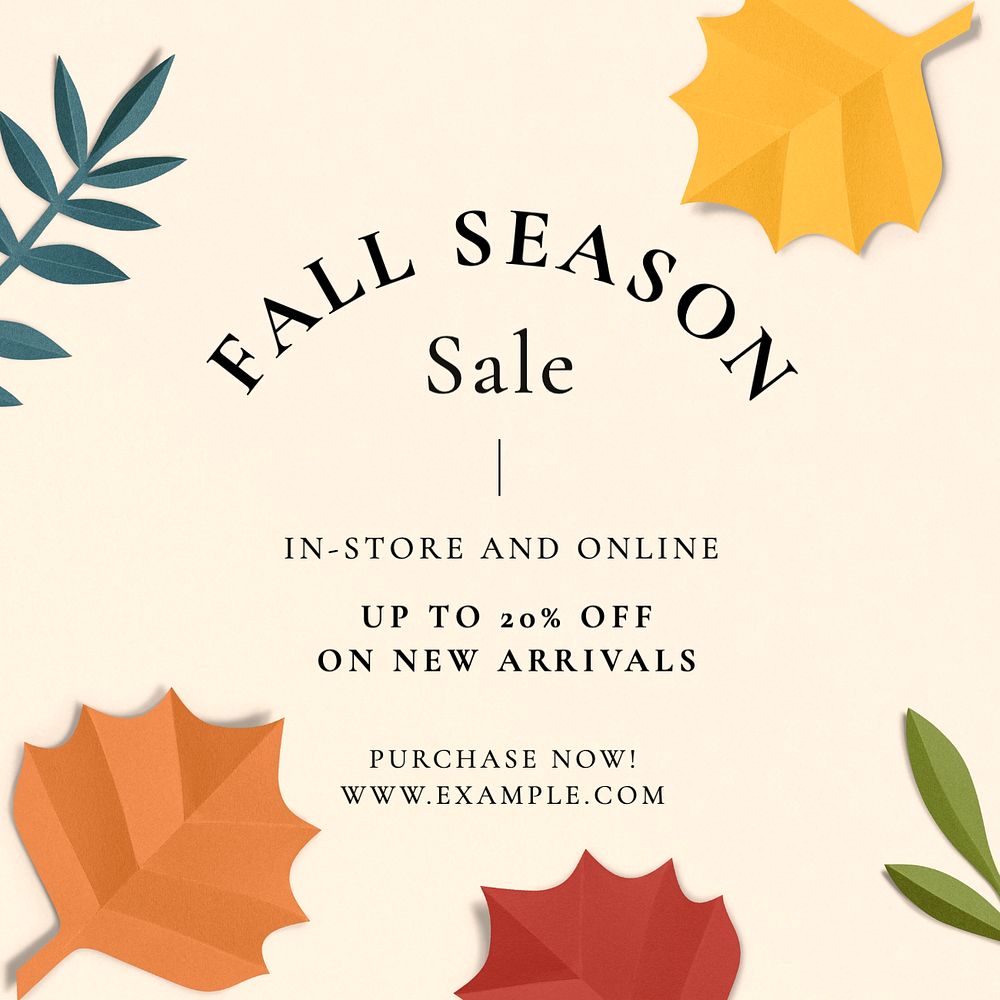 Fall season promotion Instagram post template