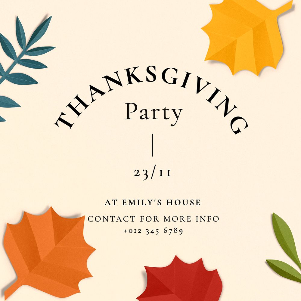 Thanksgiving party Instagram post template