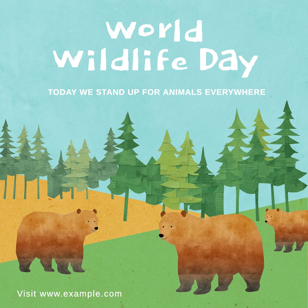 World wildlife day Instagram post template