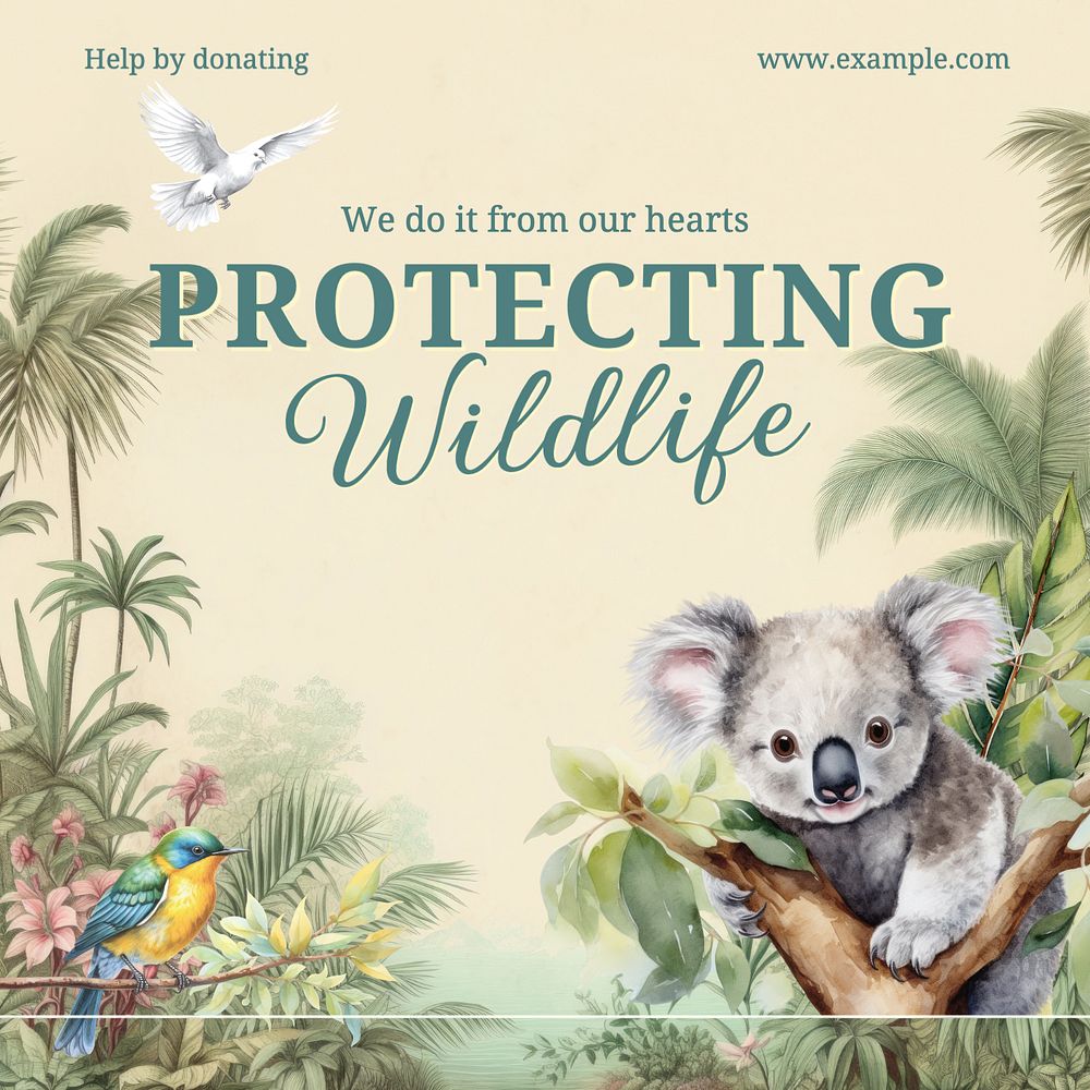 Wildlife charity Instagram post template