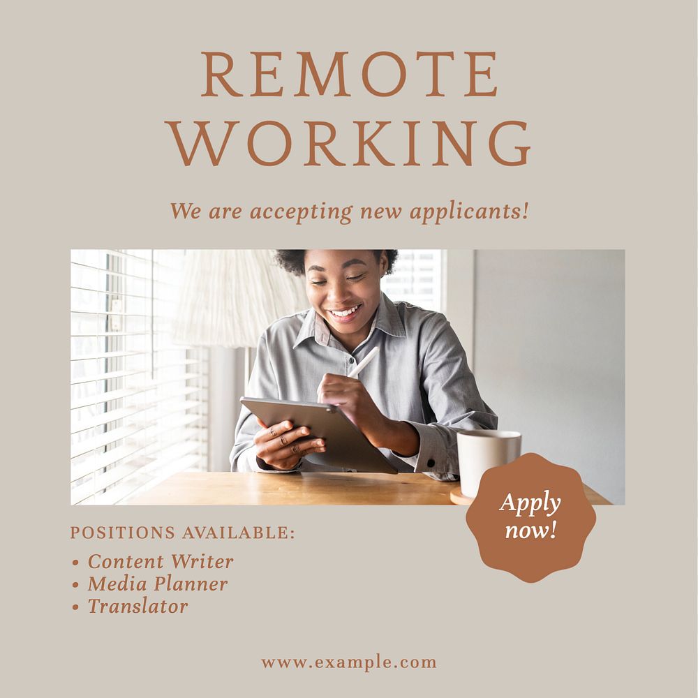 Remote working Instagram post template