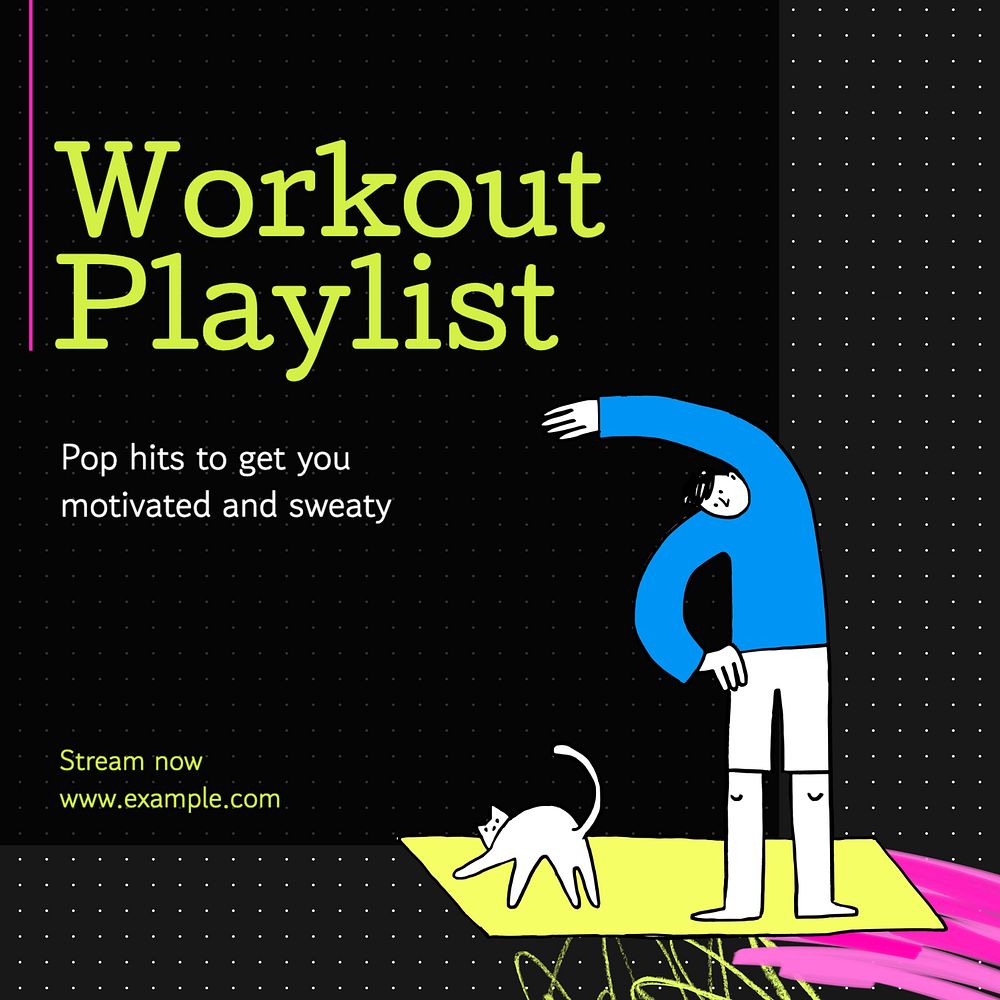 Workout playlist Instagram post template